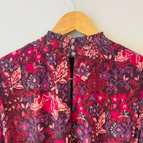 Elegant Floral Mini Dress in Purple and Pink - Picture 10 of 10